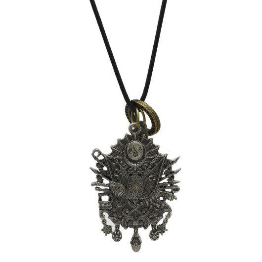 Coat Of Arms Design Adjustable Rope Chain Brass Men Necklace