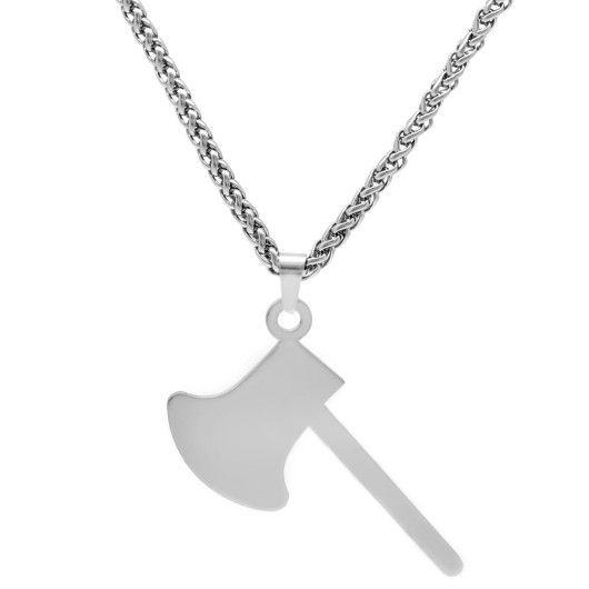 Axe Design Silver Color Steel Men Necklace