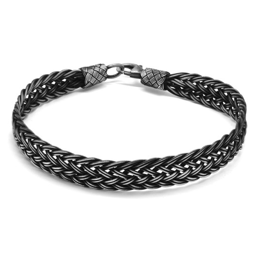 Handmade Satin Braided 1000 Sterling Silver Kazaz Bracelet