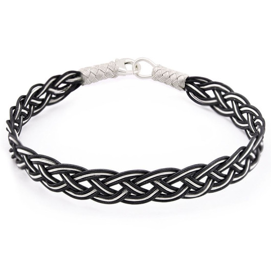 Handmade Black And White 1000 Sterling Silver Kazaz Bracelet