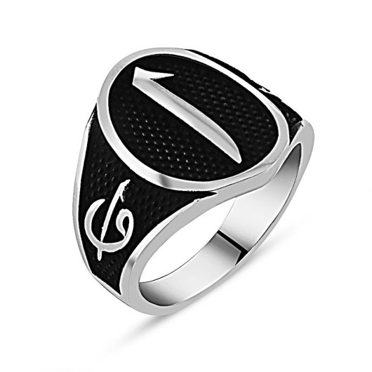 Elif Vav Written Elif Motif 925 Sterling Silver Men Ring