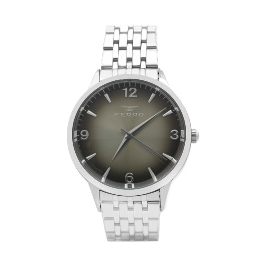 Ferro Silver Color Steel Strap Men Wristwatch