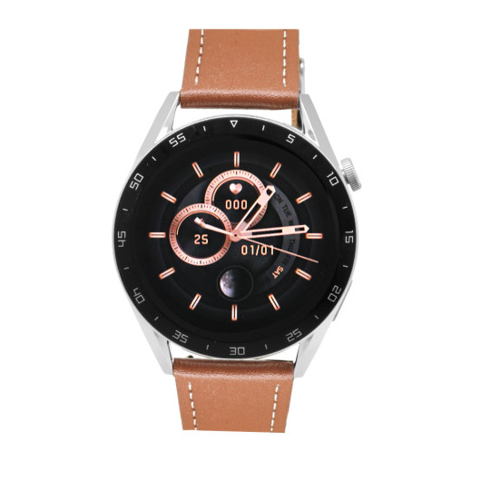 Ferro Brown Leather Strap Smart Watch