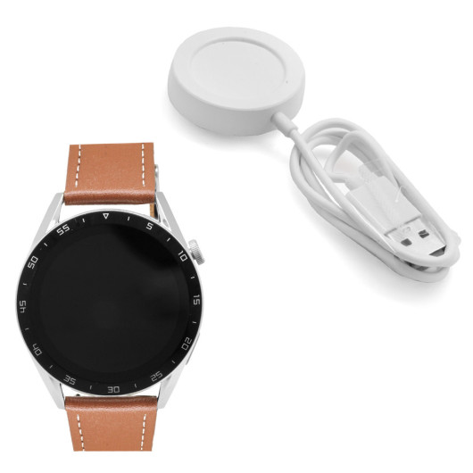 Ferro Brown Leather Strap Smart Watch