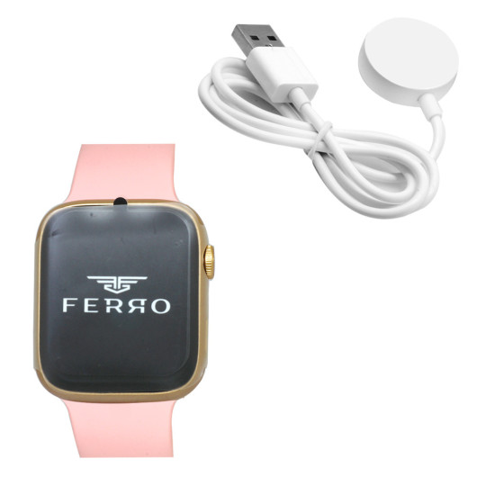 Ferro Pink Color Silicone Strap Smart Watch