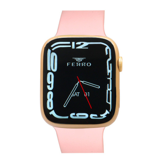 Ferro Pink Color Silicone Strap Smart Watch