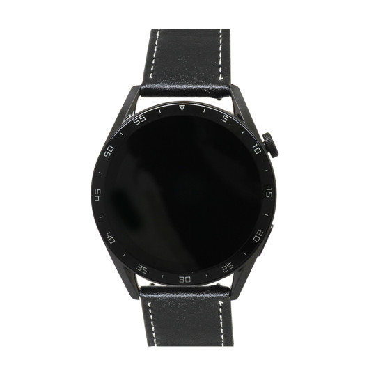 Ferro Black Color Leather Strap Smart Watch