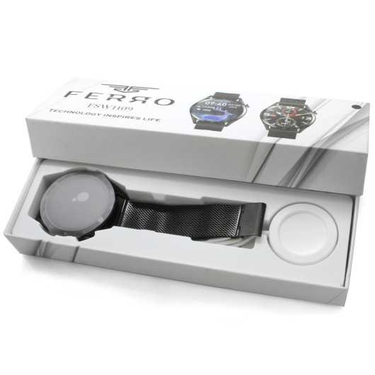 Ferro Black Color Mesh Strap Smart Watch