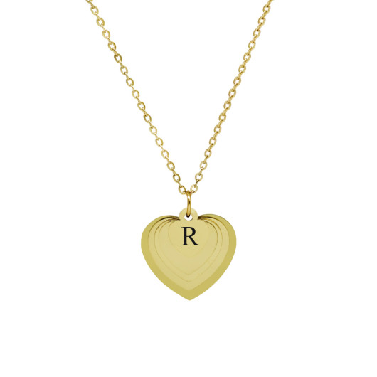 Gold Color Heart Design Personalized Steel Women Necklace