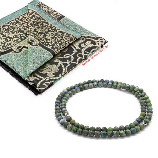 Both Bracelet Necklace And Prayer Beads Azurite Natural Stone Accessory