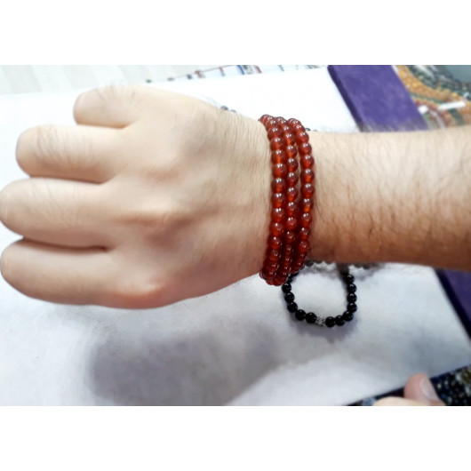 Both Bracelet And Necklace And Prayer Beads Red Agate Natural Stone