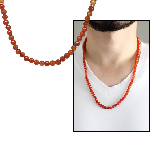 Both Bracelet And Necklace And Prayer Beads Red Agate Natural Stone