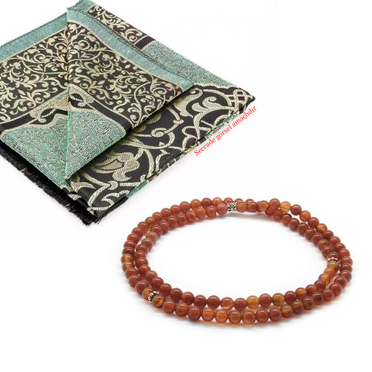 Both Bracelet And Necklace And Prayer Beads Red Agate Natural Stone