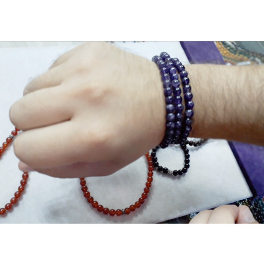 Both Bracelet And Necklace And Prayer Beads Purple Amethyst Natural Stone