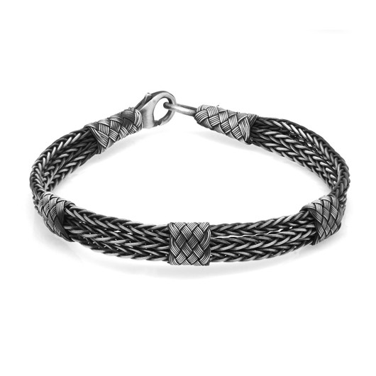 Hand Knitted Noble Circassian Design Silver Kazaz Men Bracelet