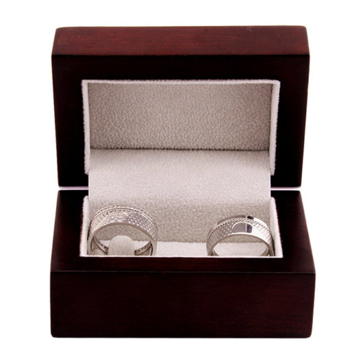 Brown Double Wooden Wedding Ring Box