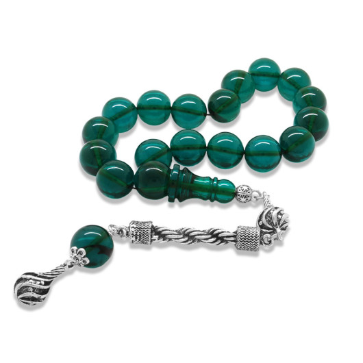 Fiery Amber Turquoise Graduated Rosary With Metal Tassel