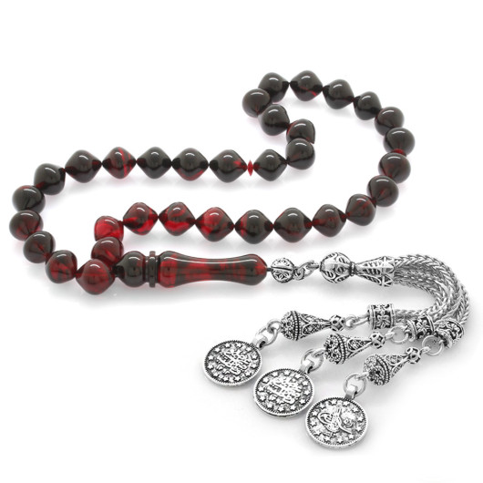 Istanbul Fire Amber Prayer Beads With Metal Mecidiye Tassel