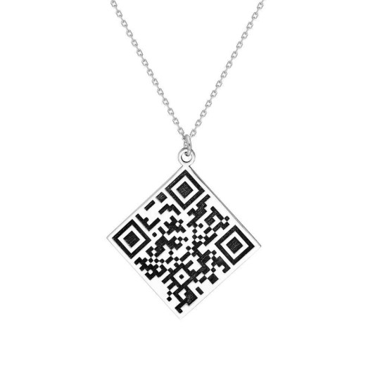 Qr Code Design 925 Sterling Silver Personalized Men Necklace