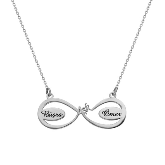 Personalized Name Written Silver Love Infinity Necklace