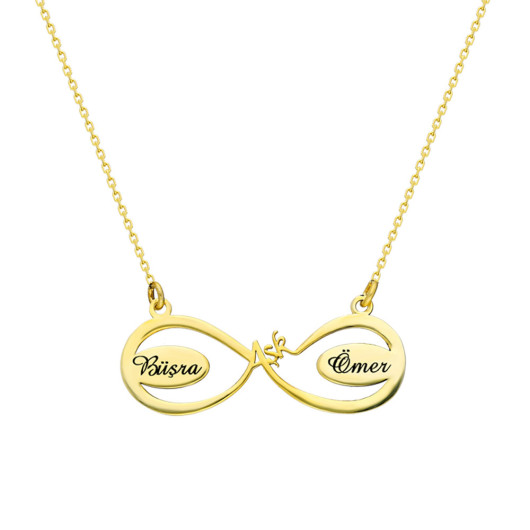 Personalized Name Written Gold Silver Love Infinity Necklace