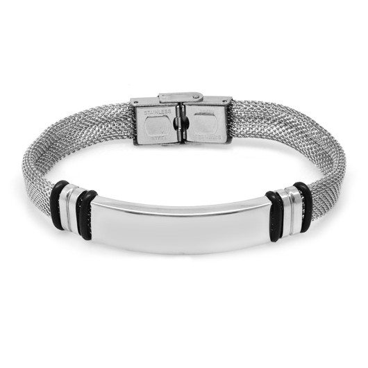 Personalized Name Written Silver Color Steel Men Mesh Bracelet