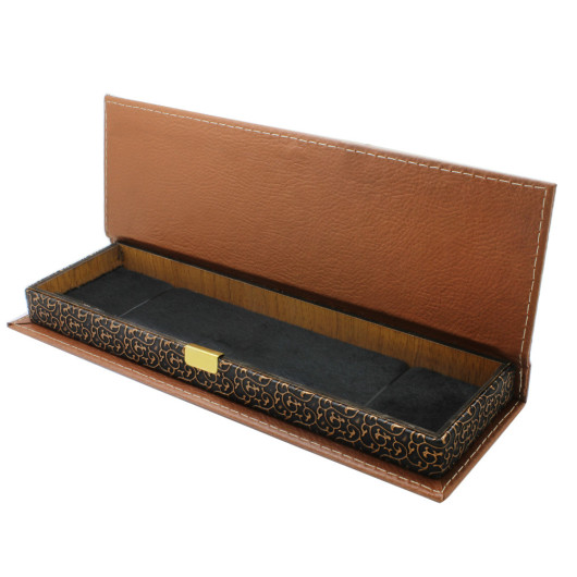 Cream Leather Wood Combined Elegance Prayer Beads Box