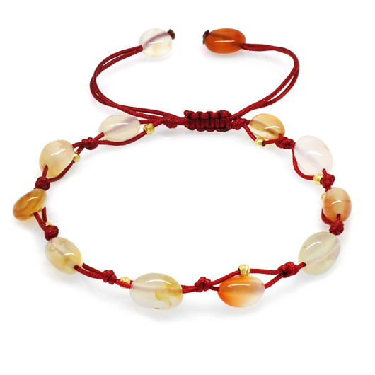 Natural Cut Dorika Ball Detailed Agate Natural Stone Women Bracelet