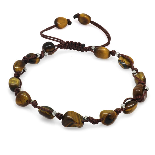 Natural Cut Tiger Eye Natural Stone Men Bracelet