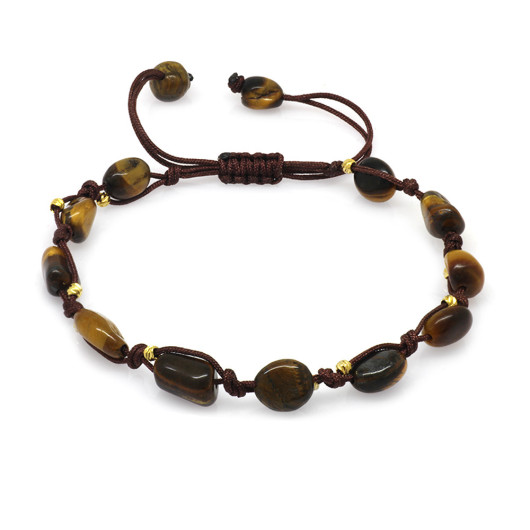 Macrame Braided Natural Cut Tiger Eye Natural Stone Women Bracelet