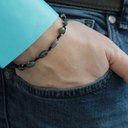 Natural Cut Labradorite Natural Stone Men Bracelet