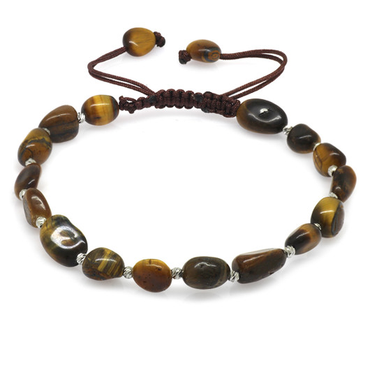 Natural Cut Tiger Eye Natural Stone Men Bracelet