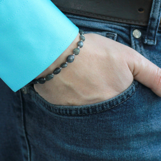 Natural Cut Labradorite Natural Stone Men Bracelet