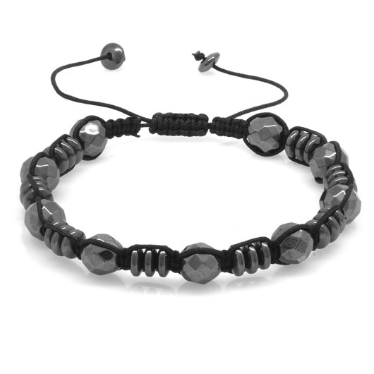 Macrame Braided Washer Hematite Natural Stone Bracelet