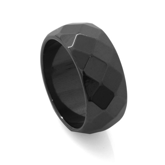 Metallic Gray Color Hematite Natural Stone Men Ring 18 Size