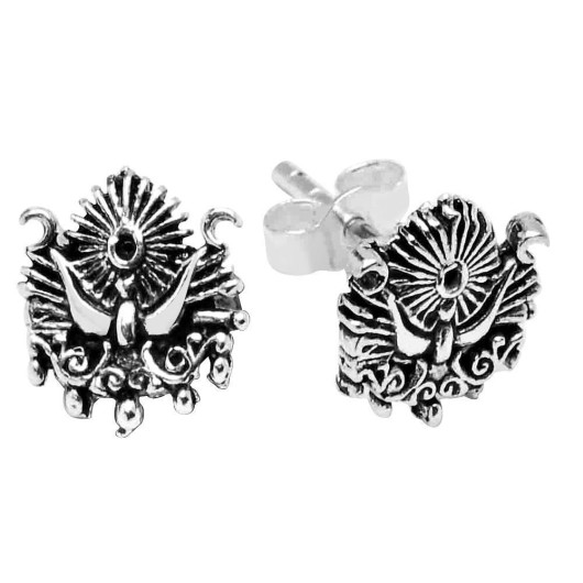 Ottoman Coat Of Arms Design 925 Sterling Silver Earrings