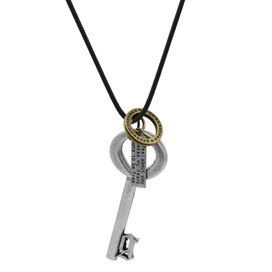 Authentic Key Design Adjustable Rope Chain Brass Men Necklace