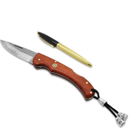 سكين صيد خشبي ممكن كتابة الاسم من الفولاذ