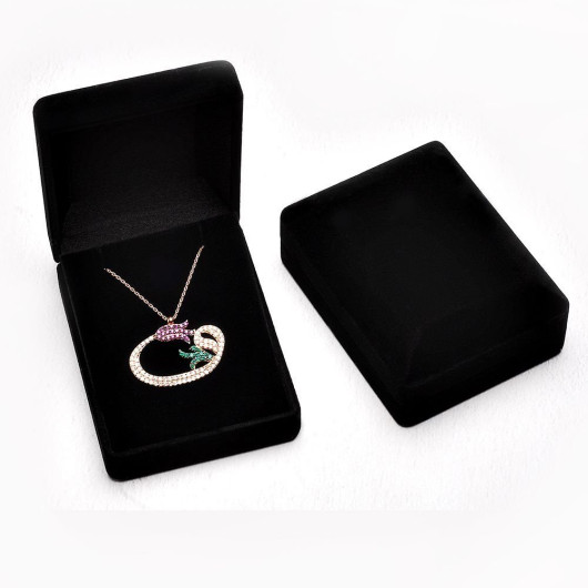 Black Color Velvet Necklace Box