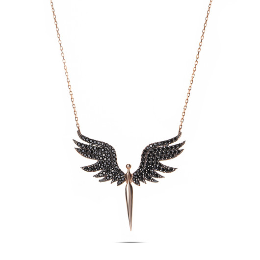 Zircon Stone Angel Design Silver Women Necklace