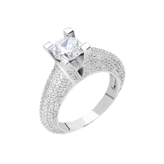 Diamond Mount 925 Sterling Silver Women Solitaire Ring