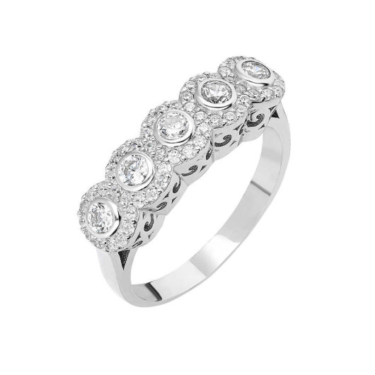 Diamond Mount Elite Design Silver Women Five Stone Ring