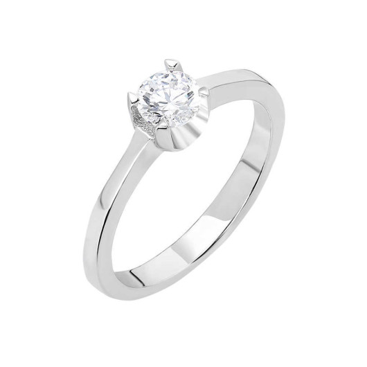 Diamond U Design 925 Sterling Silver Women Solitaire Ring