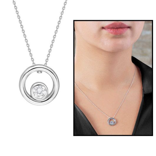 Starlight Diamond Solitaire Ring Design Silver Women Necklace