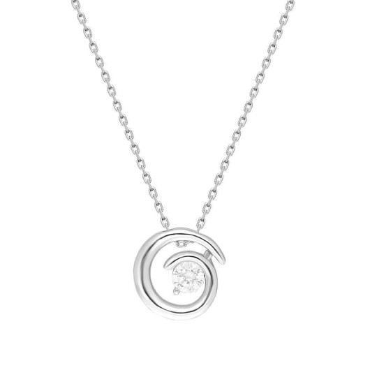 Starlight Diamond Solitaire Spiral Design Silver Women Necklace