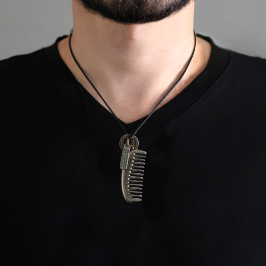 Comb Design Adjustable Rope Chain Brass Men Necklace