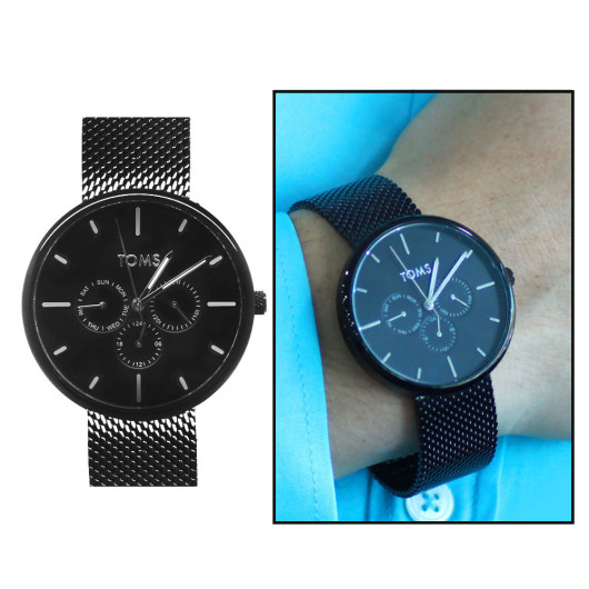 Toms Black Color Mesh Strap Men Wristwatch