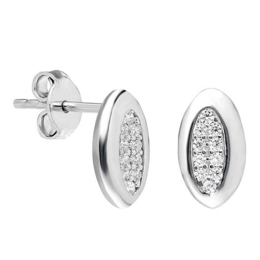 Zircon Stone Bakla Design 925 Sterling Silver Earrings