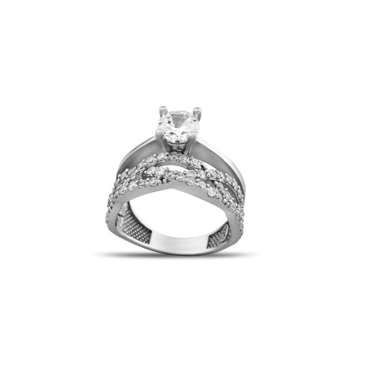 Zircon Stone Infinity Design Silver Women Solitaire Ring