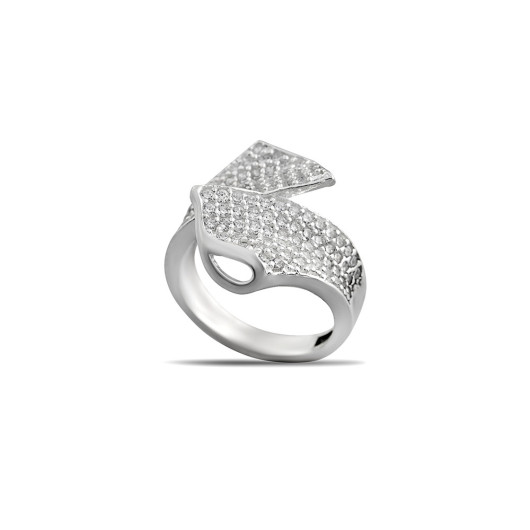 Zircon Stone Leaf Design 925 Sterling Silver Women Ring